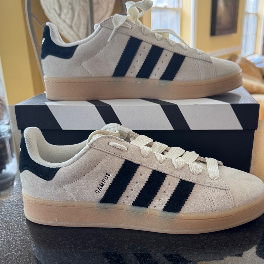 Adidas Campus Cream and Black Sneakers